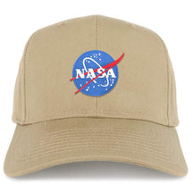 Armycrew XXL Oversize Small NASA Insignia Logo Iron On Patch Solid Baseball Cap - Khaki