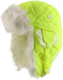 High Visibility Neon White Fur Aviator Winter Trooper Hat - Neon Pink - LXL