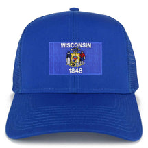 Armycrew New Wisconsin Home State Flag Embroidered Patch Mesh Trucker Cap
