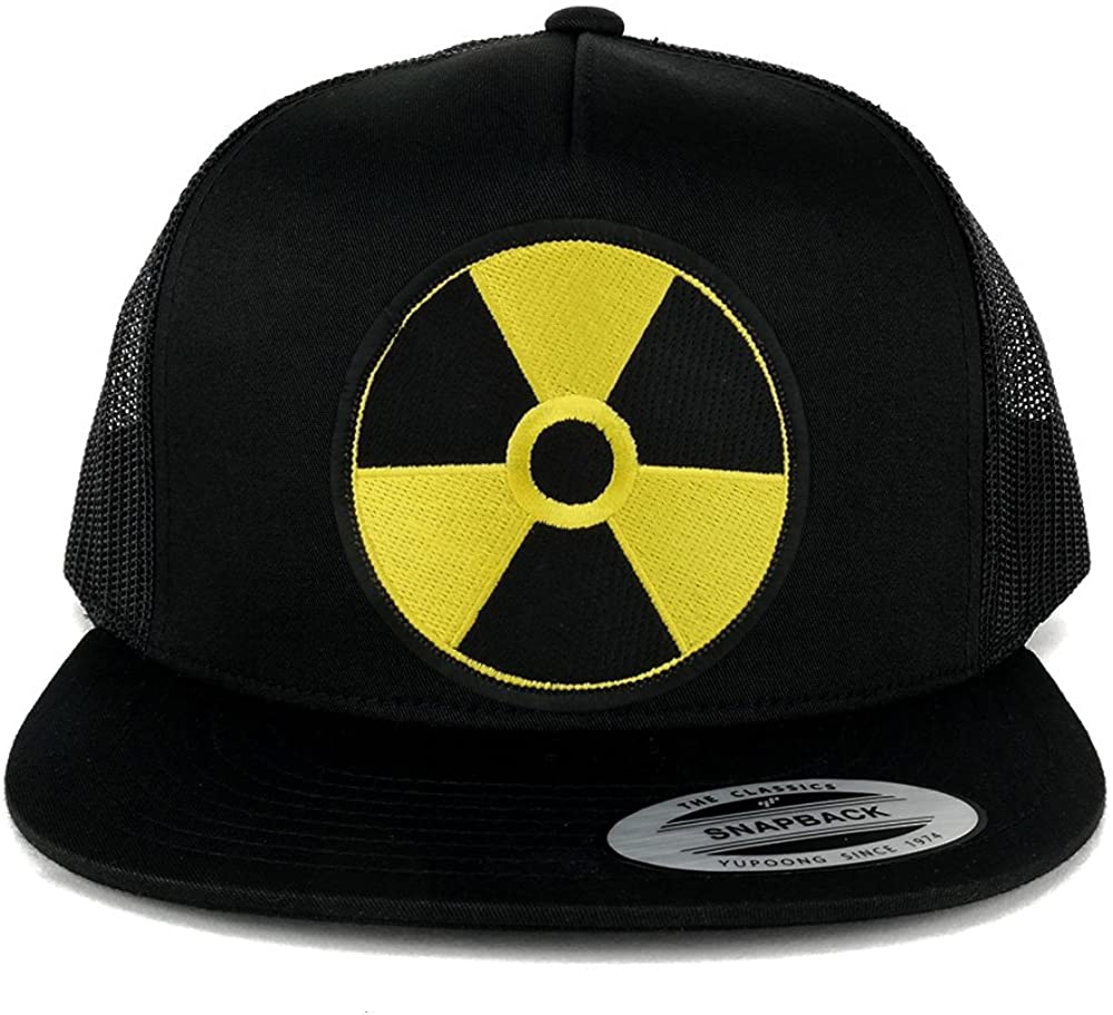 Armycrew 5 Panel Radiation Circular Black Yellow Embroidered Patch Flat Bill Mesh Snapback