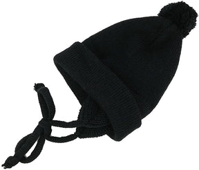 Made in USA, Infant Toddler String Beanie Hat with Pom Pom and Earflaps