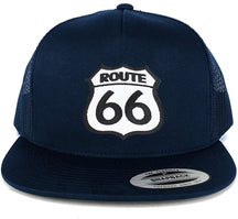 Armycrew Flexfit Route 66 White Black Patch 5 Panel Flatbill Mesh Snapback Cap