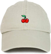 Armycrew Cherry Embroidered Patch Unstructured Cotton Washed Baseball Cap