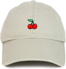 Armycrew Cherry Embroidered Patch Unstructured Cotton Washed Baseball Cap