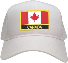 Canada Flag Embroidered Iron on Patch with Text Adjustable Mesh Trucker Cap
