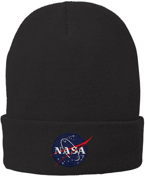 Armycrew NASA Insignia Logo Embroidered Winter Cuff Folded Long Beanie