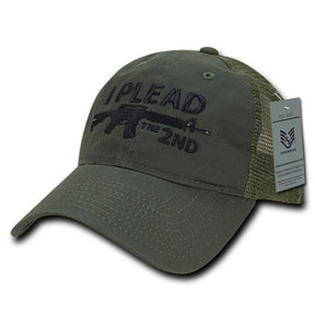 Armycrew I Plead The 2nd Embroidered Unstructured Mesh Back Cotton Cap
