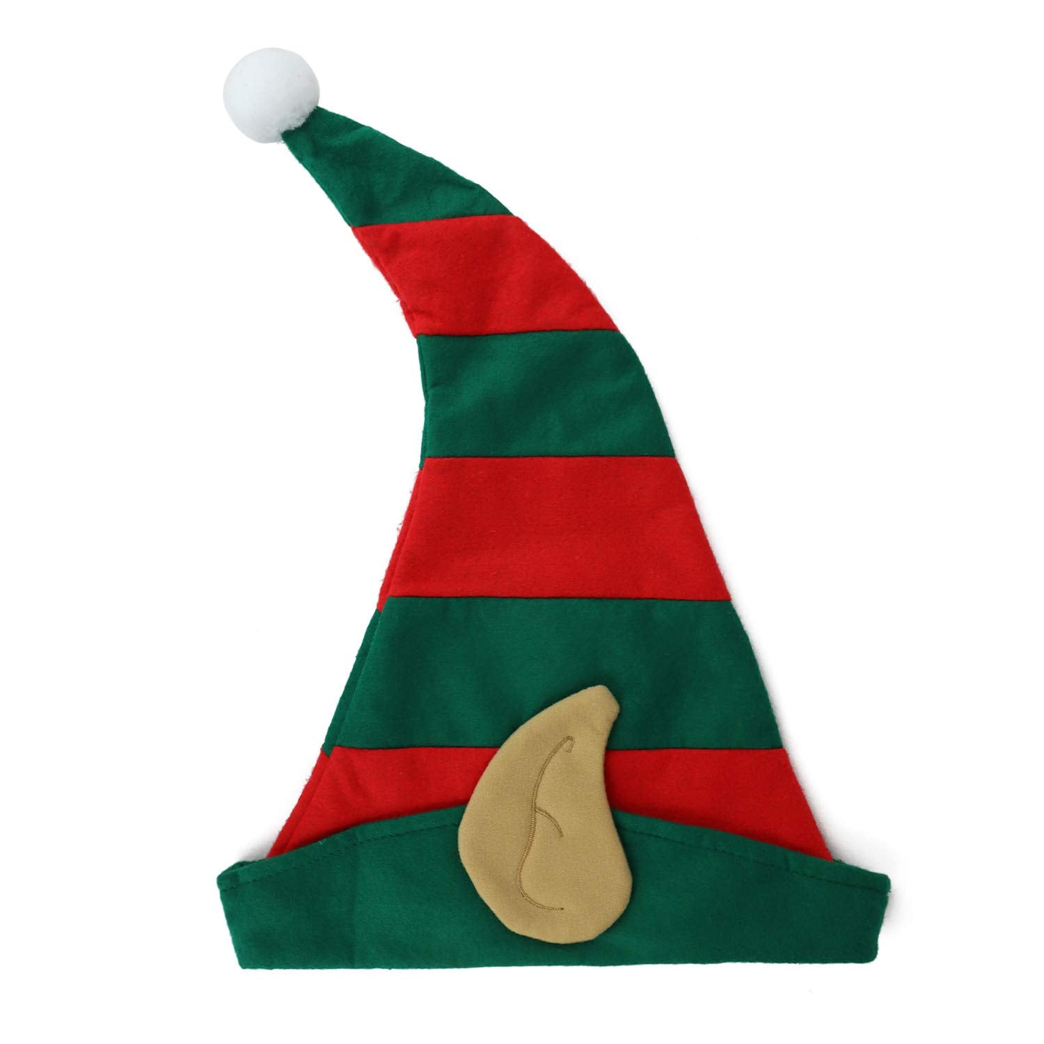 Armycrew Santa's Helper Striped Felt Elf Hat Ears pom