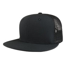 Cotton Ripstop Flat Bill Trucker Mesh Back Baseball Cap