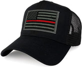 Armycrew XXL Oversize Thin Red Line USA Flag Patch Mesh Back Trucker Baseball Cap