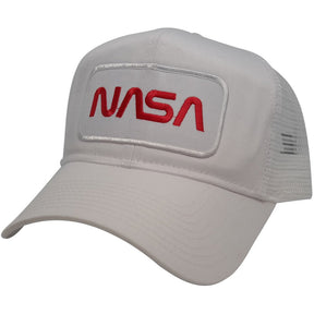 NASA Worm Red Text Patched Mesh Baseball Cap