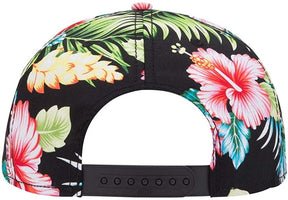 Armycrew Hawaiian Tropical Floral Pattern Square Flat Bill Snapback Cap