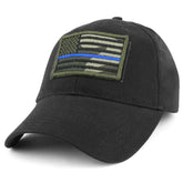 Armycrew USA Camo Thin Blue Flag Tactical Patch Cotton Adjustable Baseball Cap