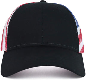 Armycrew American Flag Printed Mesh Back Structured Trucker Cap