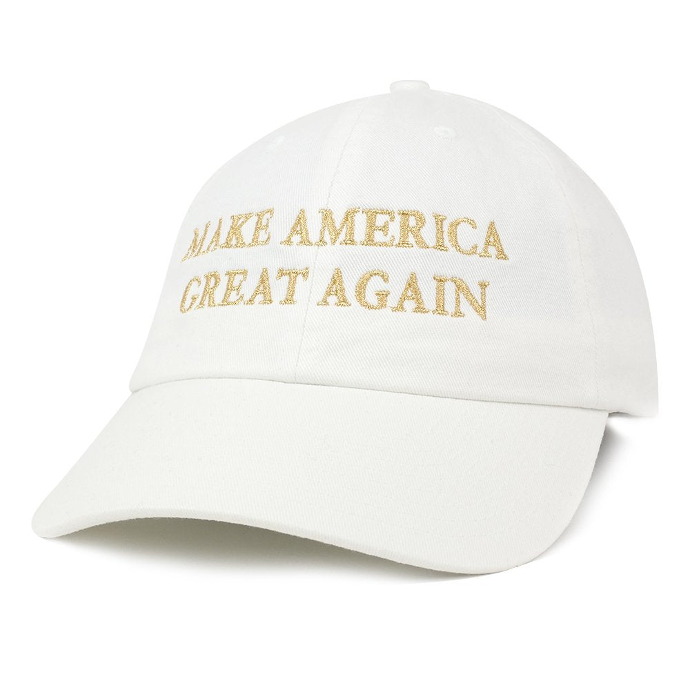 Made in USA Donald Trump Soft Cotton Cap - Make America Great Again Metallic Gold Embroidered