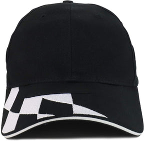 Armycrew Racing Flag Designed Sandwich Bill Cotton Baseball Cap
