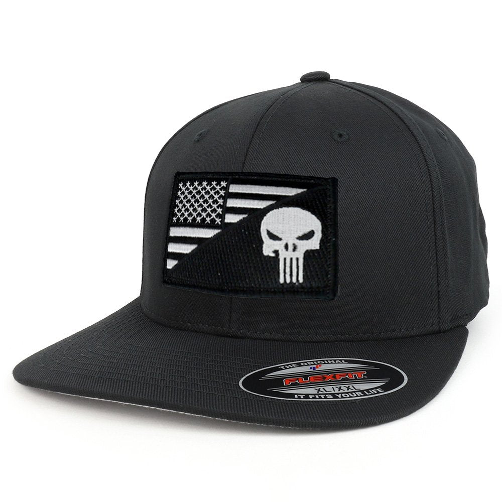 Armycrew XXL USA American Flag Embroidered Iron On Patch Flexfit Cap