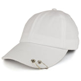 K-POP Style Plain Metallic Ring Bill Adjustable Baseball Cap - Denim