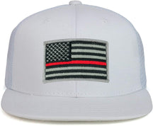 Armycrew Youth Kid's Thin Red Line American Flag Patch Flat Bill Snapback Trucker Cap