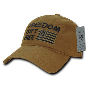 Armycrew Freedom Isn't Free Embroidered Soft Crown Washed Cotton Baseball Cap