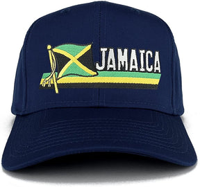 Jamaica Flag and Text Embroidered Cutout Iron on Patch Adjustable Baseball Cap