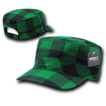 Military BDU Style Plaid Design Flat Top Adjustable Cap
