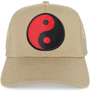 Armycrew Red Yin Yang Patch Structured Mesh Trucker Cap