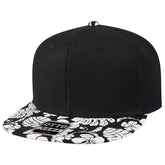 Armycrew Hawaiian Floral Pattern Square Flt Bill Cotton Snapback Cap