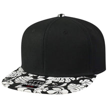 Armycrew Hawaiian Floral Pattern Square Flt Bill Cotton Snapback Cap