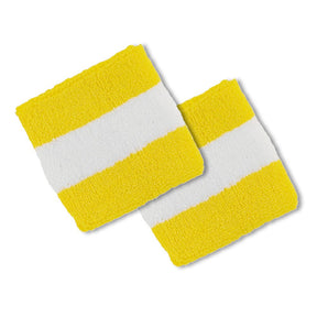 Cotton Terry Cloth Stripe Sports Wrist Band 2 Pack