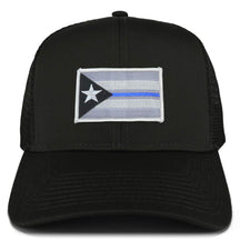 Armycrew Puerto Rico Thin Blue Line Flag Patch Structured Mesh Trucker Cap