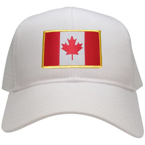 Canada Embroidered Gold Border Flag Iron On Patch Adjustable Mesh Trucker Cap
