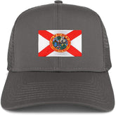 Armycrew XXL Oversize New Florida State Flag Patch Mesh Back Trucker Cap - Charcoal
