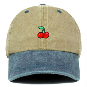 Armycrew Cherry Embroidered Patch Unstructured Cotton Washed Baseball Cap