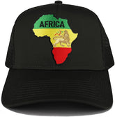 RGY Africa Map and Rasta Lion Embroidered Iron on Patch Adjustable Trucker Mesh Cap