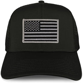 Armycrew XXL Oversize Black Grey USA Flag Patch Mesh Back Trucker Baseball Cap