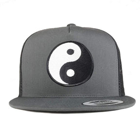 Armycrew 5 Panel White Yin Yang Patch Flatbill Mesh Cap