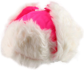 High Visibility Neon White Fur Aviator Winter Trooper Hat - Neon Pink - LXL