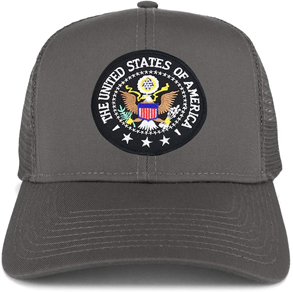 Armycrew USA Emblem Black White Patch Structured Trucker Mesh Cap