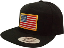 Flexfit Original Snapback with Patriotic American Flag Patch - Black (One Size, Desert Patch)