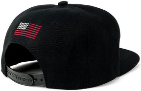 Armycrew USA American Flag Embroidered Flat Bill Snapback Cap - Black Black