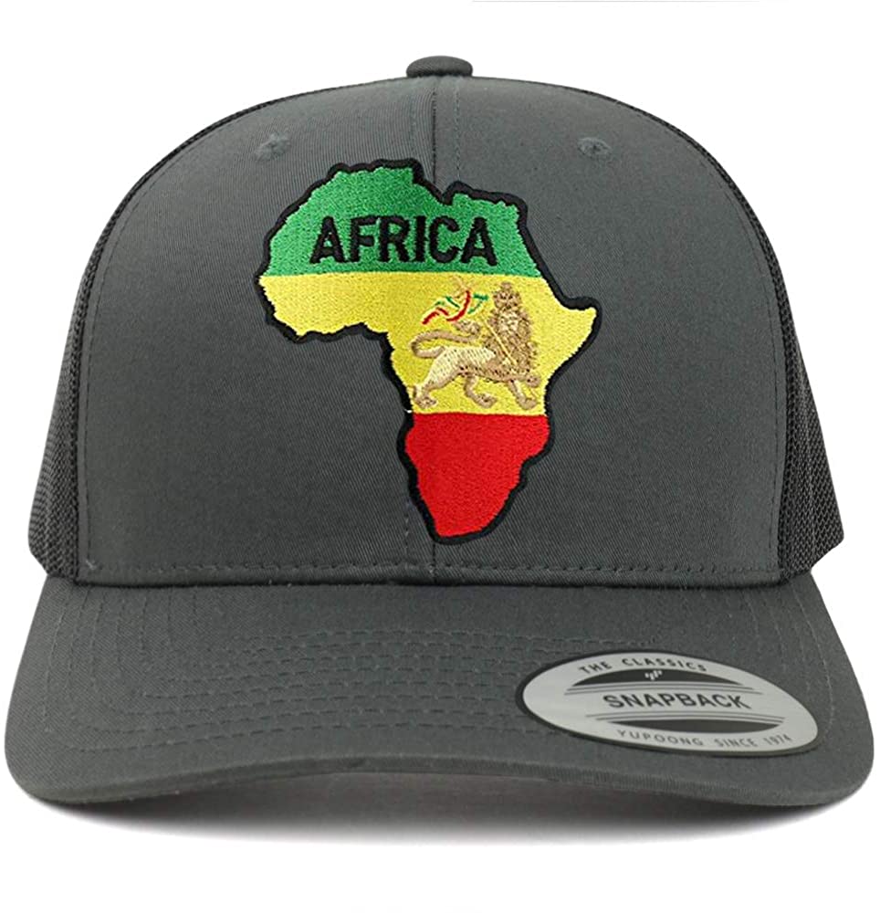 Armycrew Flexfit Oversize XXL RGY Africa Map and Rasta Lion Patch Retro Trucker Mesh Cap