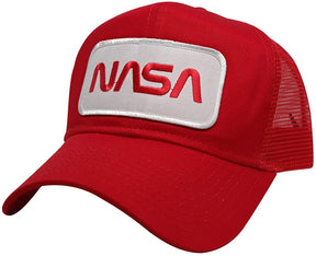 NASA Worm Red Text Patched Mesh Baseball Cap