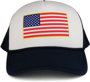 Armycrew American Flag Printed Foam Mesh Back Two Tone Trucker Cap