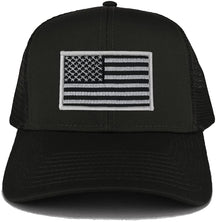 Armycrew USA American Flag Embroidered Patch Snapback Mesh Trucker Cap - Black