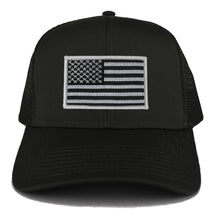 Armycrew USA American Flag Embroidered Patch Snapback Mesh Trucker Cap - Black