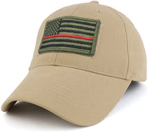 Armycrew USA Olive Thin Red Flag Tactical Patch Cotton Adjustable Baseball Cap