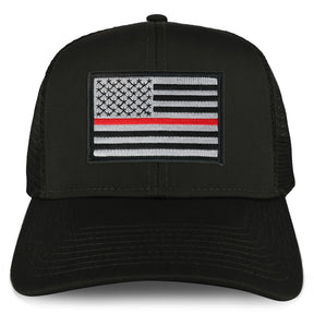 Armycrew XXL Oversize Thin Red Line 2 USA Flag Patch Mesh Back Trucker Baseball Cap