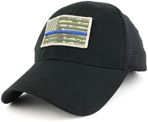 Armycrew USA ACU Thin Blue Flag Tactical Patch Cotton Adjustable Trucker Cap