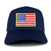 USA American Flag Logo Embroidered Iron On Patch Snap Back Cap - Navy